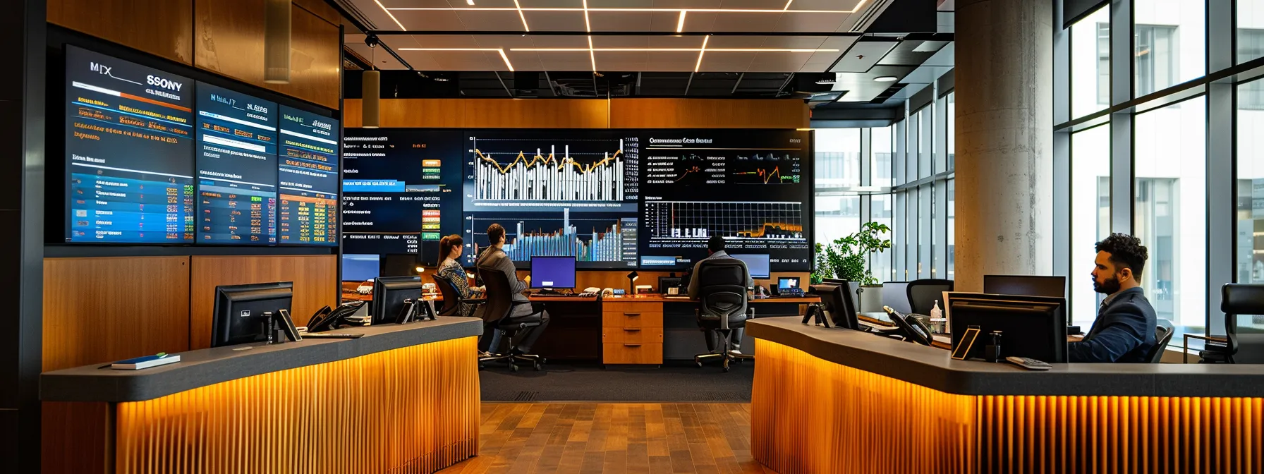 a sleek and modern financial office, featuring advisors engaged in a dynamic discussion over financial strategies, with clear visuals of charts and digital displays emphasizing independence and collaboration.