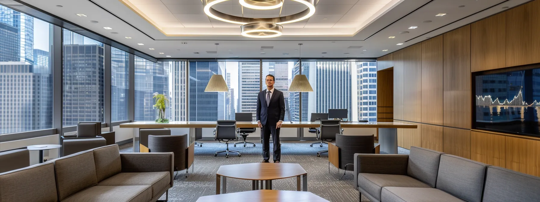 a sleek, modern office setting showcases a confident financial advisor discussing innovative ria models with a diverse group of engaged clients, emphasizing clarity and transparency in the financial landscape.