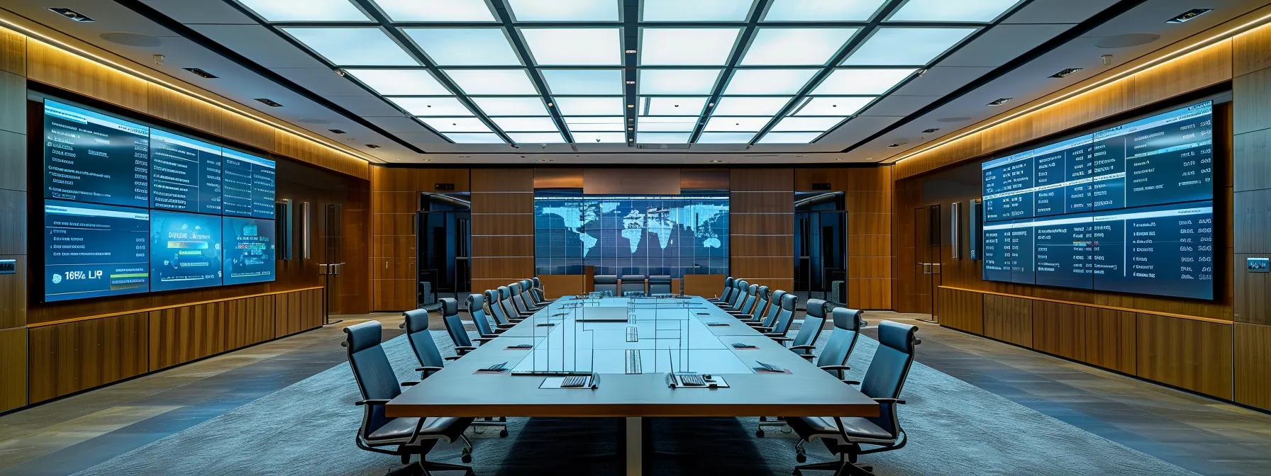 a tense corporate meeting unfolds in a sleek, modern conference room, where a commonwealth advisor, poised but contemplative, evaluates the strategic implications of their firm's acquisition by lpl amidst a backdrop of high-tech screens displaying market data and acquisition details.
